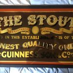 “The Stout” handpainted glass sign