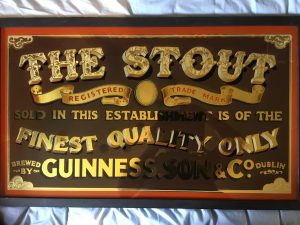 The Stout handpainted glass sign